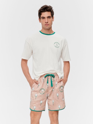 100% Cotton Tennis Racquet Mid Short                                                                                            